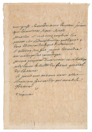 Lot #557 Voltaire: Cryptic autograph letter from the great French writer: ?I like that mysteries are secrets? - Image 1