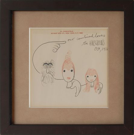 Lot #517 Al Hirschfeld: Self-portrait sketch of Hirschfeld’s family - Image 1