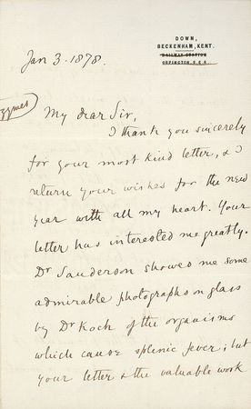 Lot #223 Charles Darwin: Darwin excitedly reports on the origins of infectious diseases - Image 1