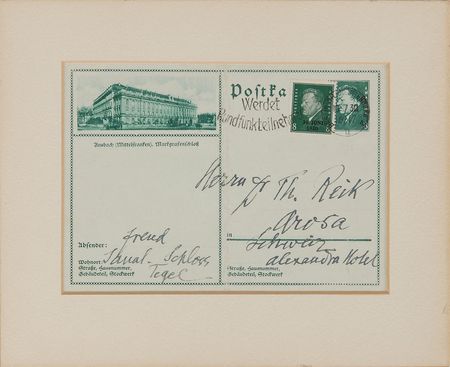 Lot #238 Sigmund Freud: Twice-signed Freud postcard toprominent early student, Theodor Reik - Image 2