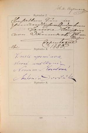 Lot #621 Composers, Musicians, Artists, and Royalty: Brahms, Bruch, and Dvorak highlight Wilma Neruda’s personal autograph book - Image 1