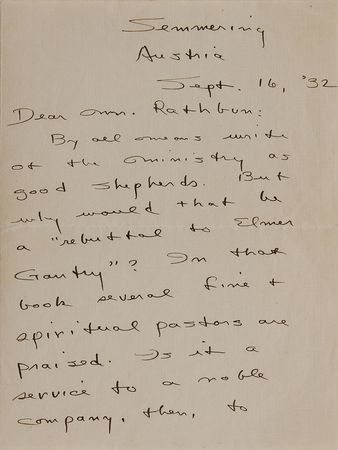 Lot #593 Sinclair Lewis: Defending Elmer Gantry - Image 1