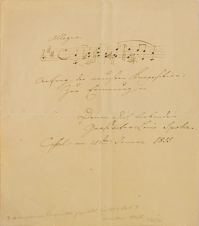 Lot #638 Louis Spohr Signed Musical Quote and Handwritten Letter Signed - Image 1