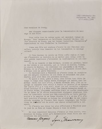 Lot #639 Igor Stravinsky Typed Letter Signed and Program - Image 1