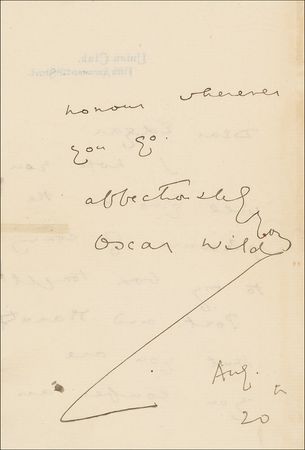 Lot #559 Oscar Wilde: ?Poet and dramatist that you are you confer an honour wherever you go? - Image 1