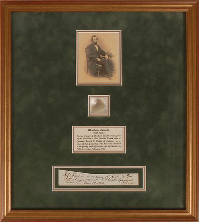 Lot #40 Abraham Lincoln: Handwritten endorsement and hair strands from the Civil War president - Image 1