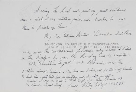 Lot #286 James ‘Whitey’ Bulger: Whitey reflects on an Alcatraz guard—“Bloomie only screw I liked on the Rock” - Image 1