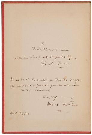 Lot #541 Samuel L. Clemens: Lengthy inscription to Twain?s gracious New Hampshire neighbors - Image 1