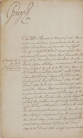 Lot #261 King George III: The king authorizes Cornwallis to pay British troops - Image 1