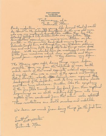 Lot #6089 Scott Carpenter Handwritten Statement - Image 1
