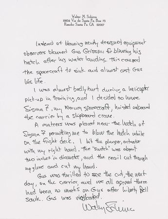 Lot #6093 Wally Schirra Autograph Letter Signed - Image 1
