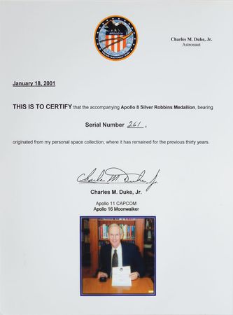 Lot #6210 Charlie Duke’s Apollo 8 Flown Robbins Medal - Image 3