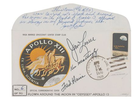 Lot #6326 James Lovell?s Apollo 13 Flown Cover - Image 1