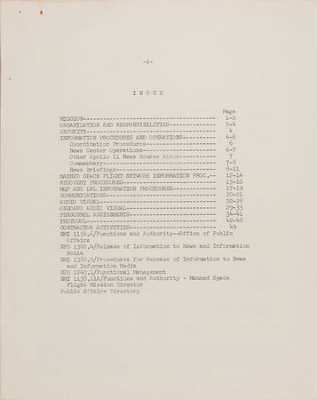 Lot #6290 Apollo 11 Public Affairs Plan - Image 3