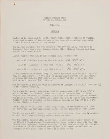 Lot #6290 Apollo 11 Public Affairs Plan - Image 4