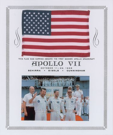 Lot #6205 Walt Cunningham’s Apollo 7 Flown Flag - Image 1