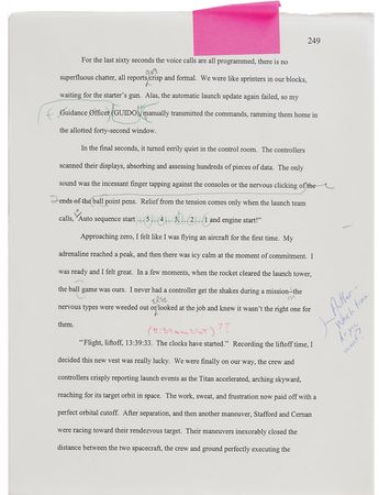 Lot #6335 Gene Kranz’s ‘Failure Is Not an Option’ Original Annotated Proof - Image 3