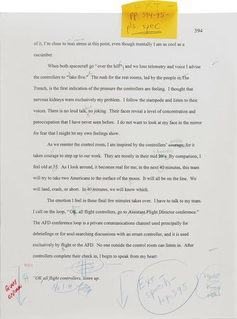 Lot #6335 Gene Kranz’s ‘Failure Is Not an Option’ Original Annotated Proof - Image 5