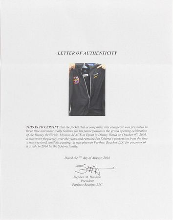 Lot #6104 Wally Schirra?s Disney Mission Space Jacket - Image 3