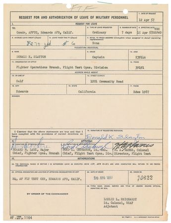 Lot #6102 Deke Slayton Signed Document - Image 1