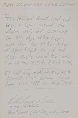 Lot #6458 Skylab 3 and 4 Flown Pencil Lead - Image 1