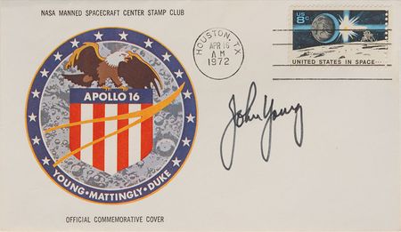Lot #6410 John Young?s Apollo 16 Pre-Launch Signed Cover - Image 2
