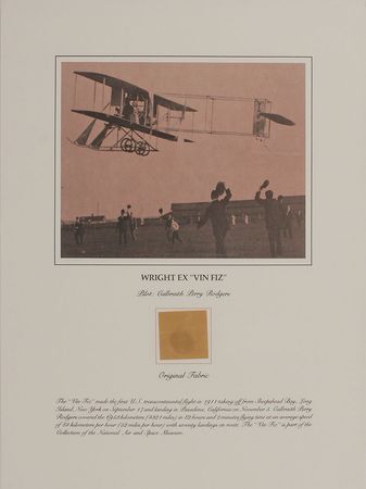 Lot #6003 Wright Brothers Vin Fiz Fabric Swatch