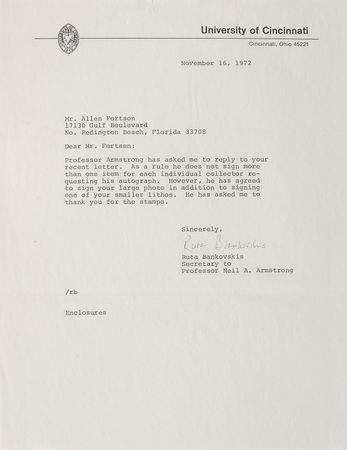 Lot #6253 Neil Armstrong Signed Photograph - Image 2