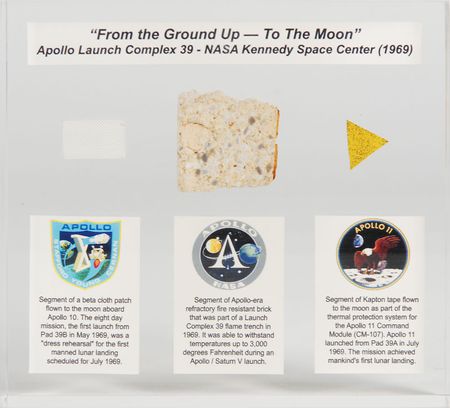 Lot #6277 Apollo 11 and 10 Flown Fragments Lucite Display - Image 2
