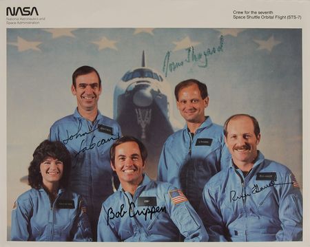 Lot #6524  Collection of (5) Space Shuttle Signed Photographs: STS 7, 32, 34, 35, and 41-D - Image 1