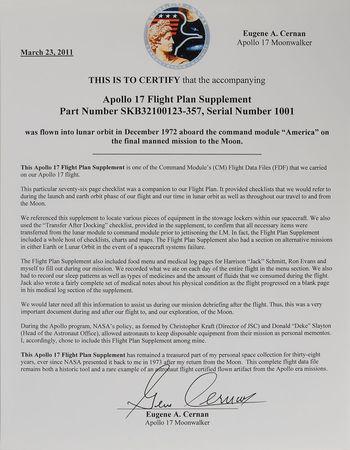 Lot #6425 Gene Cernan?s Flown Apollo 17 Flight Plan Supplement - Image 7