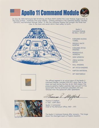 Lot #6279 Apollo 11 Kapton Foil Display Signed By Tom Stafford - Image 1