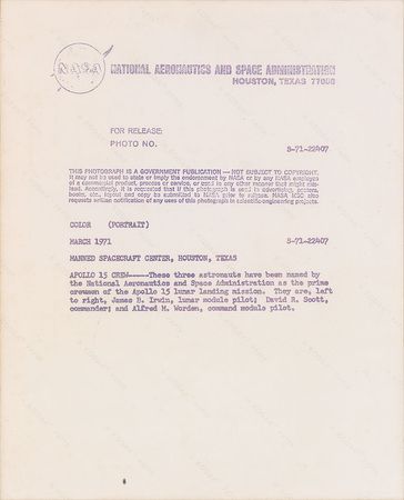 Lot #6386 Apollo 15 Signed Photograph - Image 2