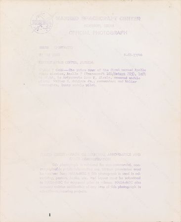 Lot #6206 Apollo 7 Signed Photograph - Image 2