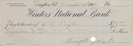 Lot #6002 Orville Wright Signed Check - Image 1