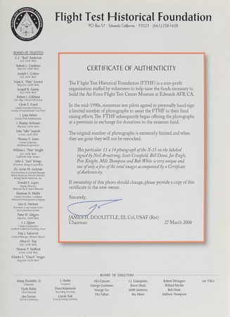 Lot #6051 Neil Armstrong and X-15 Pilots Oversized Signed Photograph - Image 2