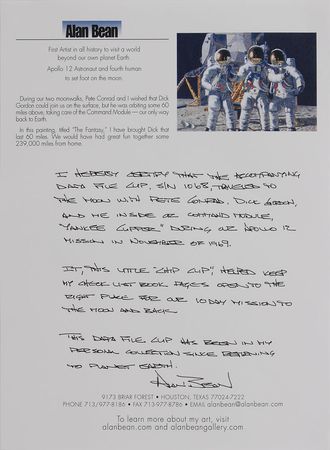 Lot #6306 Alan Bean’s Apollo 12 Lunar Orbit-Flown Data File Clip - Image 4