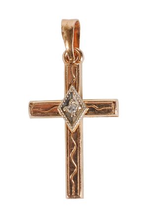 Lot #6308 Alan Bean’s Apollo 12 Lunar Orbit-Flown Gold Cross Pendant - Image 1