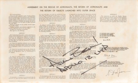 Lot #6310 Alan Bean’s Apollo 12 Lunar Orbit-Flown Agreement on the Rescue of Astronauts - Image 1