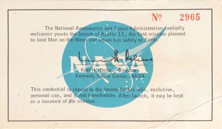 Lot #6251 Alan Bean’s Apollo 11 Mission Viewing-Used and Crew-Signed Pass - Image 2