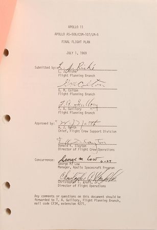 Lot #6287 Apollo 11 Final Flight Plan - Image 2