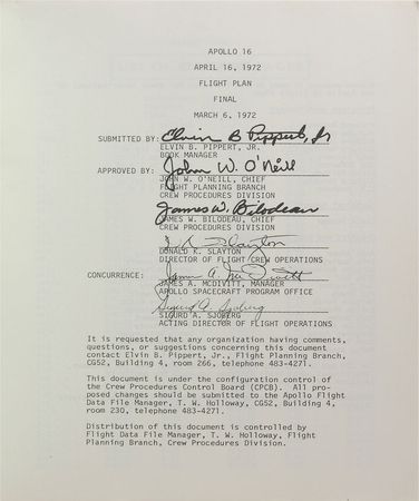 Lot #6420 Charlie Duke Signed Apollo 16 Flight Plan - Image 2