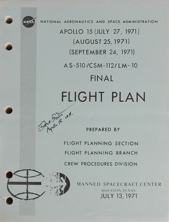 Lot #6399 Dave Scott Signed Apollo 15 Flight Plan - Image 1