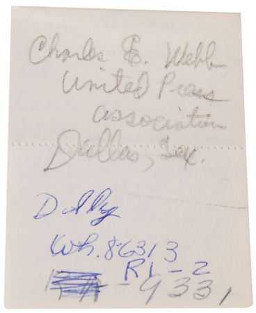Lot #37 Jack Ruby Pocket Notepad Notepad