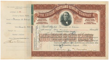Lot #258 Thomas Edison: Extraordinary triple-signed Edison certificate for his latest innovation - Image 1