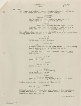 Lot #720 Marilyn Monroe: Marilyn signs off on The Green-Eyed Blonde - Image 3
