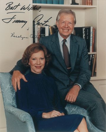 Lot #189 Jimmy and Rosalynn Carter Signed Photograph and Pamphlet - Image 1