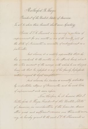 Lot #81 Rutherford B. Hayes: Pardon for an embezzling postmaster - Image 1