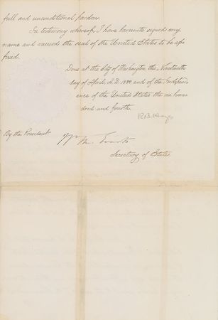 Lot #81 Rutherford B. Hayes: Pardon for an embezzling postmaster - Image 2