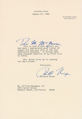 Lot #179 Richard Nixon: “It brings back many pleasant memories of my first trip to China” - Image 2